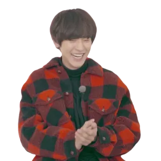😂 personne, souriant, flanelle, heureux, rouge, homme whatsapp sticker