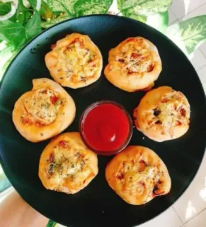 ❤ food, pizza rolls, appetizer, snack, tomato sauce, italian food telegram sticker
