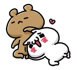 💞 lindo, oso, conejo, amor, dibujos animados, kawaii, abrazo telegram sticker