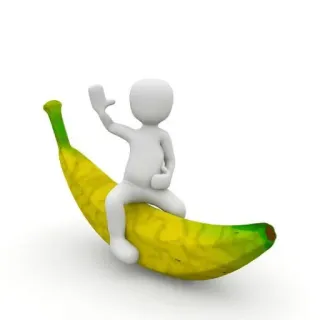 🍌 banana, fruit, riding, cartoon, 3D, person telegram sticker