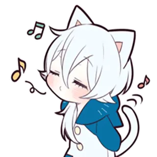 😙 kat, anime, chibi, kawaii, muziek, schattig whatsapp sticker