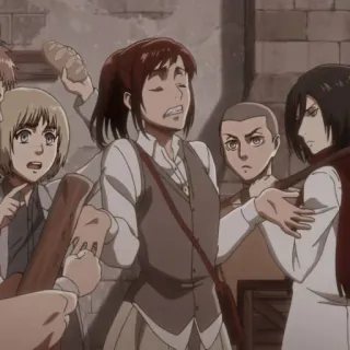 🤷‍♂️ Sasha Braus Attack on Titan Anime, Sasha Braus, L'Attaque des Titans, Pain, Drôle telegram sticker