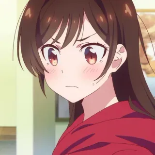 🥥 Chizuru Ichinose Rent-A-Girlfriend Anime, Chizuru Ichinose, Rent a Girlfriend, Słodkie, Zły, Zły/a, Postać whatsapp sticker
