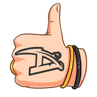 👍 Kciuk w górę, Gest dłoni, Tatuaż, Lubię to, Zgoda, OK telegram sticker