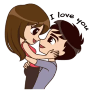 ❤ I will love you pareja, amor, dibujos animados, romance, afecto telegram sticker