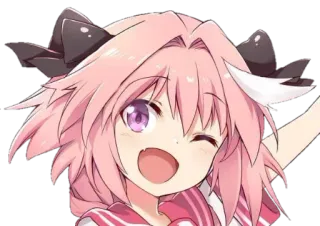 😄 Astolfo Anime, Manga, Mignon, Cheveux Roses, Clin d'oeil, Joyeux telegram sticker
