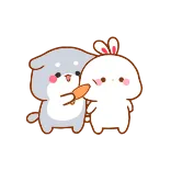 😤 น่ารัก, หมา, กระต่าย, แครอท, การ์ตูน, สัตว์, มิตรภาพ whatsapp sticker
