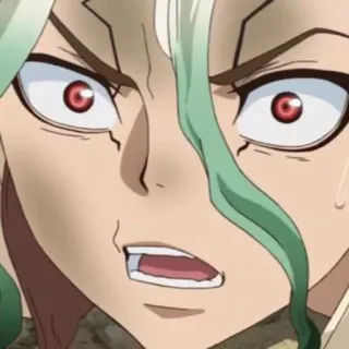 🥬 Senku Ishigami Dr. Stone Аниме, Доктор Стоун, Сенку Ишигами, Злой, Реакция whatsapp sticker