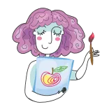 👩‍🎨 sztuka, rysunek, jabłko, słodkie, kreskówka, kapryśny, artysta telegram sticker