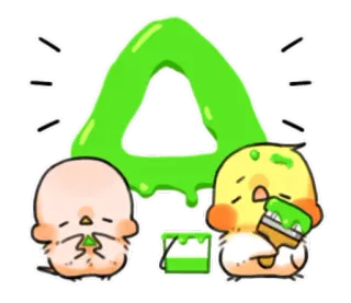 🔺 mignon, oiseau, vert, kawaii, peinture, triangle telegram sticker