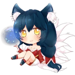 😁 Ahri League of Legends Ари, League of Legends, Чиби, Милый, Лиса, Видеоигра telegram sticker