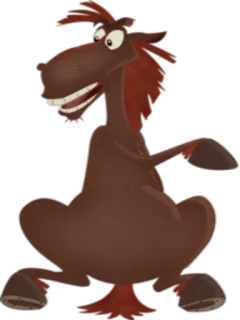 👉 Kreskówka, Koń, Zwierzę, Brązowy, Śmieszne telegram sticker