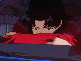 😞 Misato Katsuragi Neon Genesis Evangelion Аниме, Девушка, Грустно, Отражение, Мисато Кацураги, Евангелион whatsapp sticker