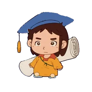 👦 graduation, mortarboard, diploma, cartoon, cute, student telegram sticker