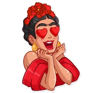 😻 мультфильм, женщина, любовь, сердца, счастливый telegram sticker