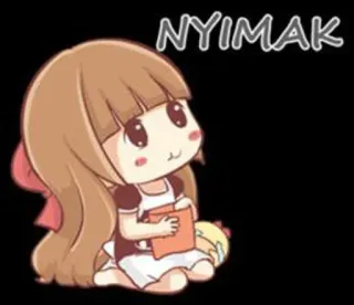 😐 NYIMAK Аниме, Чиби, Милый, Девочка, Сидящая, Каваий telegram sticker