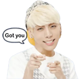 😉 Got you мужчина, указывает, пузырь речи, блондинка, k-pop whatsapp sticker