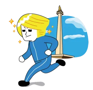 🏃 ランニング, 運動, 漫画, 動き, 都市景観, ランドマーク telegram sticker