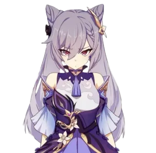 😠 Keqing Genshin Impact Anime, Spiel, Keqing, Genshin Impact, Charakter, Lila whatsapp sticker