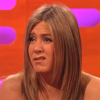 😬 Jennifer Aniston femme, célébrité, actrice, portrait, expression, Jennifer Aniston telegram sticker