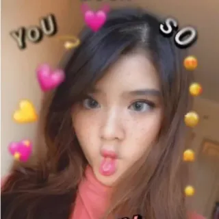 ❄️ You so сердечки, эмодзи, лицо, девушка, мило whatsapp sticker