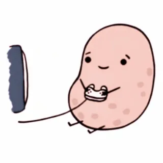 💭 aardappel, gaming, cartoon, schattig, spel, controller, eten whatsapp sticker