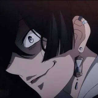 🙂 anime, character, hourglass, earring, male, dark, serious telegram sticker