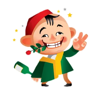 😉 만화, 장미, 와인, 병, 쾌활한 whatsapp sticker