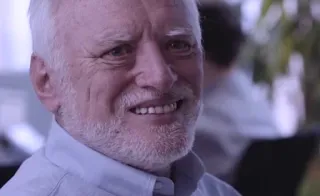 😁 hide the pain harold, meme, old man, smile, stock photo telegram sticker