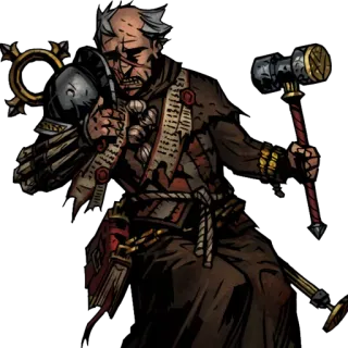 🙅 Leper Darkest Dungeon прокажённый, Darkest Dungeon, видеоигра, персонаж, фэнтези, кровь, оружие, молот telegram sticker