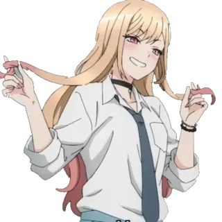😁 Marin Kitagawa My Dress-Up Darling Anime, Kartun, Gadis, Seragam sekolah telegram sticker