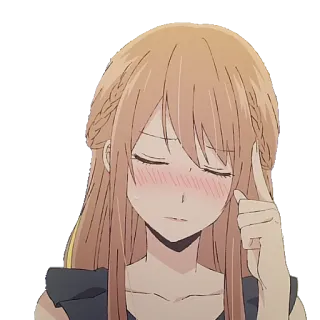 🤔 garota anime, corando, pensando, desenho animado, mangá, personagem telegram sticker