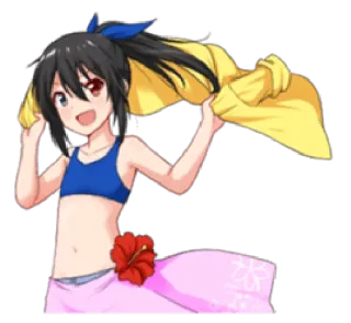 ☺️ Ragazza anime, Costume da bagno, Spiaggia, Cartone animato, Ragazza, Ibisco, Estate whatsapp sticker