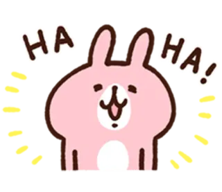 😂 HA HA! кролик, розовый, милый, смеющийся, счастливый whatsapp sticker