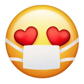 😍 Emoji, Wajah, Cinta, Hati, Masker, Perlindungan, Kesehatan whatsapp sticker