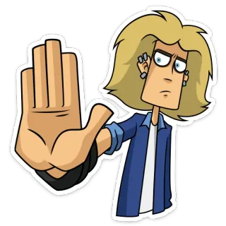 ✋ 정지, 손, 만화, 캐릭터, 제스처, 경고 telegram sticker