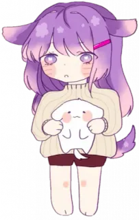 💜 Cô gái anime, Kawaii, Dễ thương, Tóc tím, Hoạt hình, Anime, Nhân vật telegram sticker
