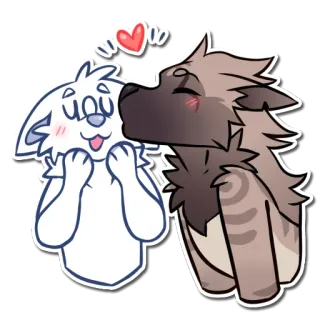 💋 wilk, pocałunek, miłość, uczucie, zwierzę, serce, słodki whatsapp sticker