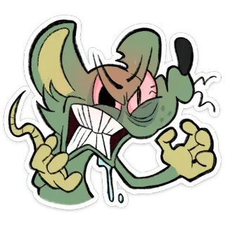 ⭐ 쥐, 만화, 화난, 초록색, 동물, 괴물 whatsapp sticker