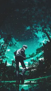 🙂 Gojo Satoru Jujutsu Kaisen anime, manga, gojo, satoru, stars, night whatsapp sticker