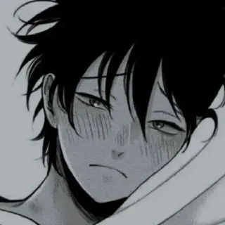 🖤 anime, manga, boy, blushing, sad, art whatsapp sticker