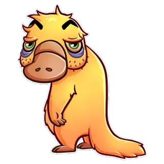 😞 platypus, cartoon, animal, sleepy, tired, yellow telegram sticker