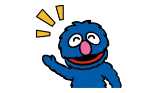 👋 Grover Sesame Street โกรเวอร์, เซซามีสตรีท, มัพเพ็ต, ทักทาย, โบกมือ, การ์ตูน, สีน้ำเงิน telegram sticker