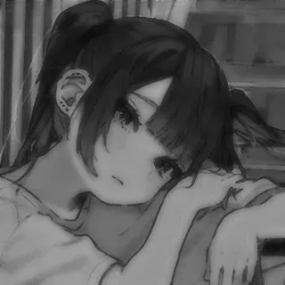 ▪️ anime, garota, fofa, triste, pensativa, mangá telegram sticker