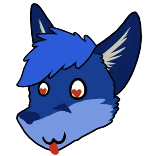 😍 Furry, Lobo, Desenho animado, Animal, Cachorro, Fofo, Azul telegram sticker