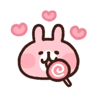 🍭 Hase, Kaninchen, niedlich, süß, rosa, Lutscher, Herzen, kawaii telegram sticker