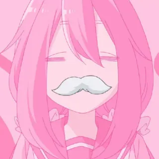 ☺️ anime, pink, moustache, cartoon, character telegram sticker