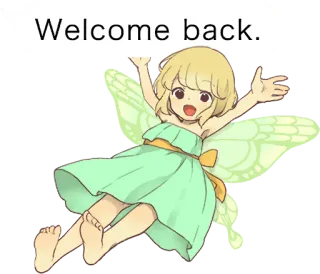 🧚‍♂️ Welcome back. 妖精, ようこそ, アニメ, 可愛い, 翼, 女の子 telegram sticker