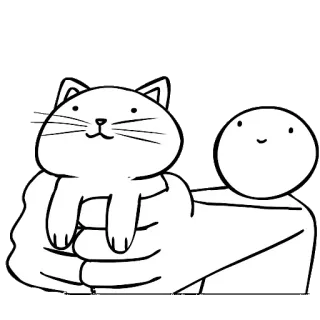 🐱 gato, boneco palito, segurando, animal de estimação, fofo, animal, doméstico telegram sticker