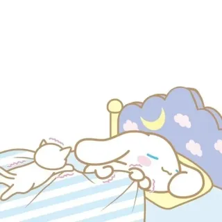 🌟 Cinnamoroll Cinnamoroll, Sanrio, Katze, schlafend, Bett, süß, kawaii telegram sticker